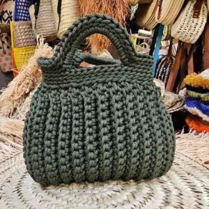 Sac en crochet vert olive foncé